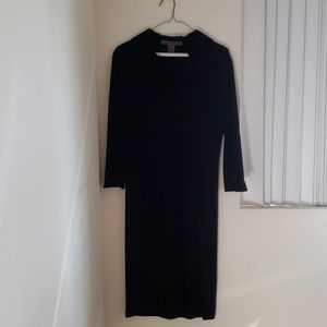 Black dress, knee length, 3/4 length sleeves, size 6, made in Macau, preloved